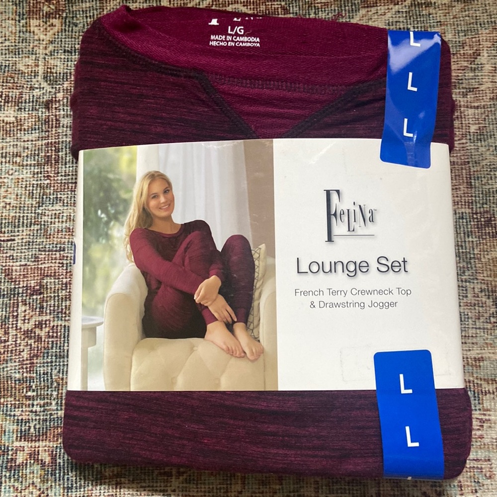 NWT Felina French terry lounge set, Burgundy size large